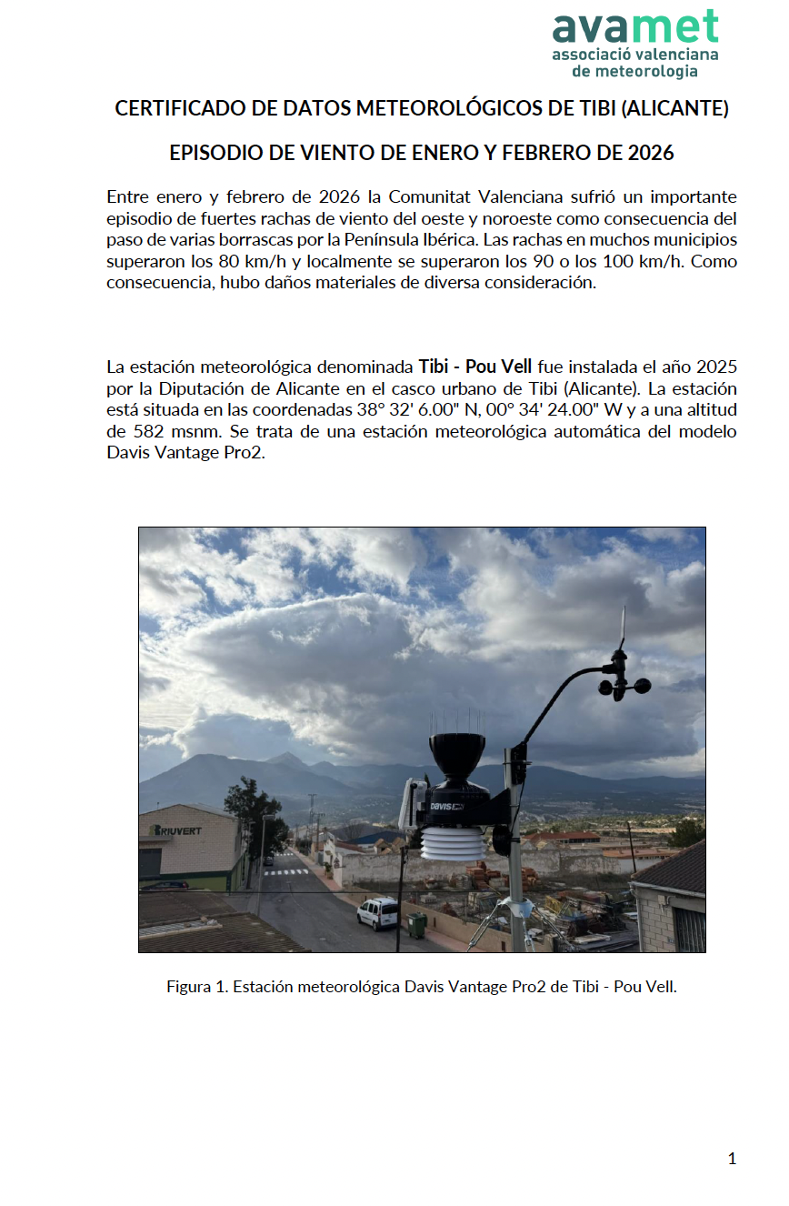 Certificado de datos meteorológicos